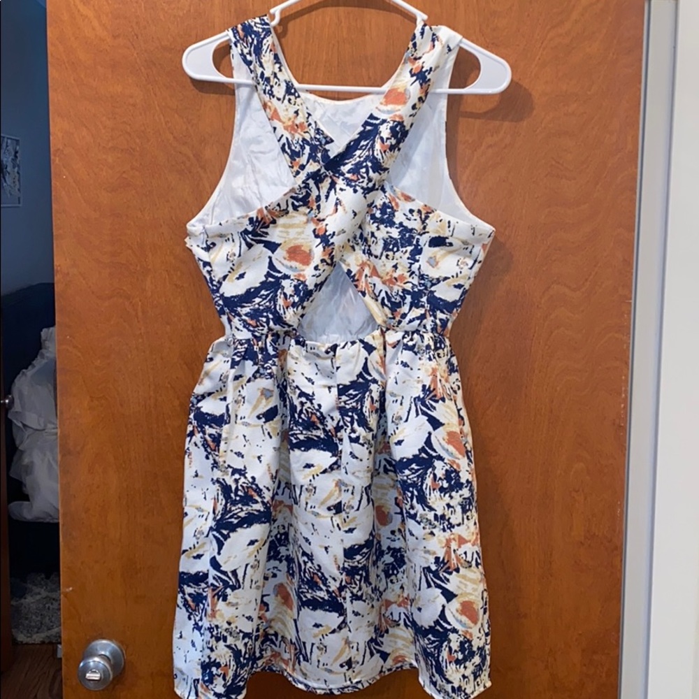 Women’s Small Floral Cocktail Dress - Cross Back